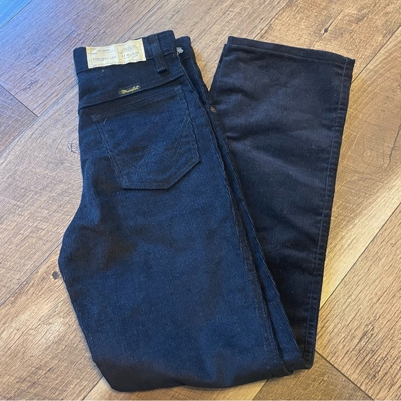 Wranger Vintage 1970s DEADSTOCK Black Straight Leg Corduroy Pants BB - Picture 3 of 3
